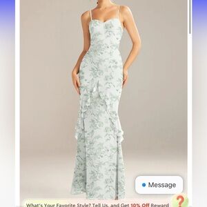 New Bridesmaid Dress-Bust 33”, Waist 26”, Hips 36”, Hollow to Floor 50”.